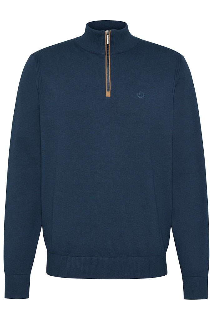 Bugatti - 3XL, Cotton, Half Zip, Navy