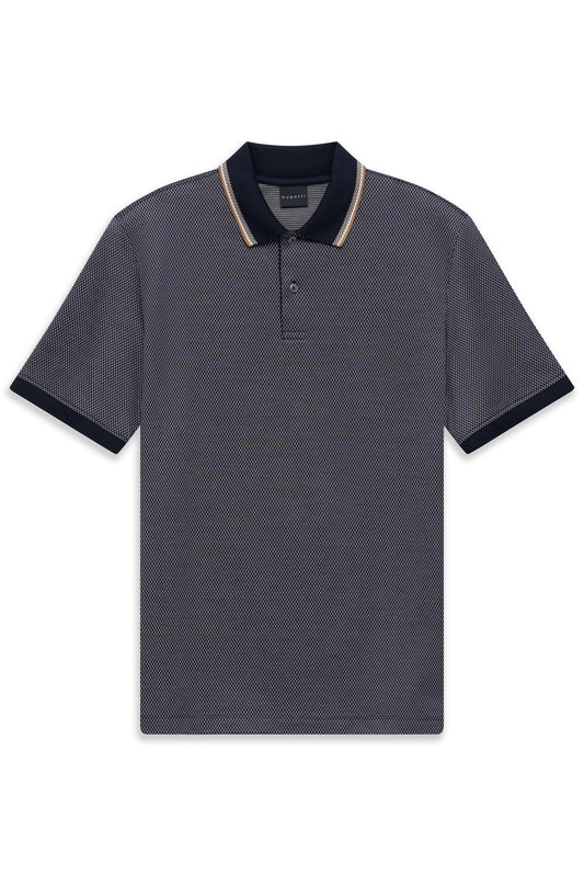Bugatti - Polo Shirt Mercerized Cotton, Printed Navy