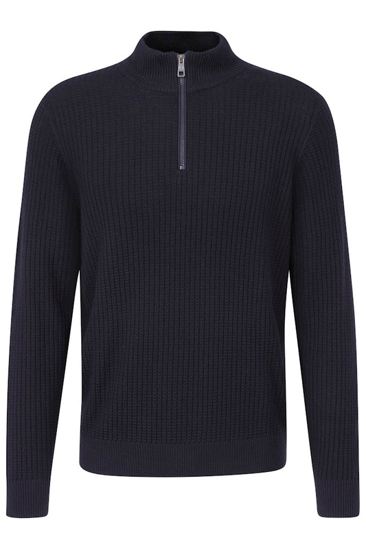 Bugatti - 1/4 Zip Knit, Boxed, Navy (XL & XXL Only)