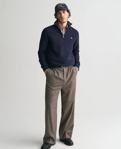 GANT - Cotton Micro Textured Half Zip, Evening Blue (XL only)