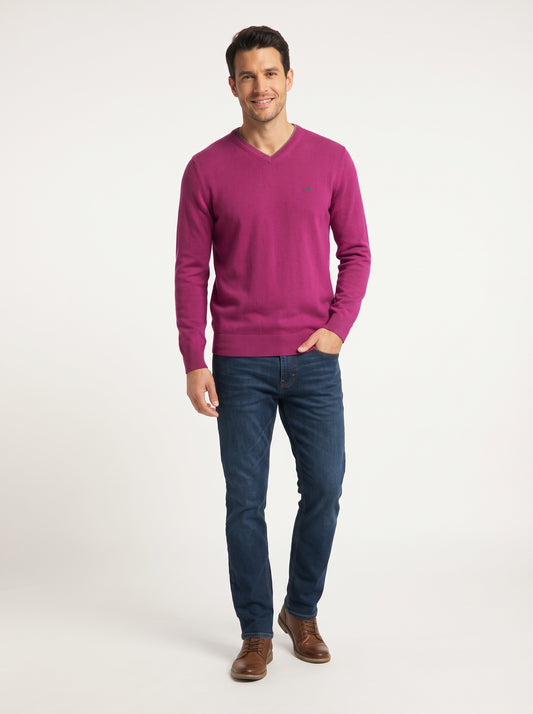 Fynch-Hatton - Merino Cashmere V-Neck, Grape