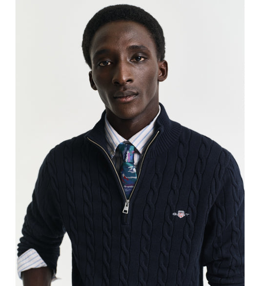 GANT - Cotton Cable Half Zip, Evening Blue
