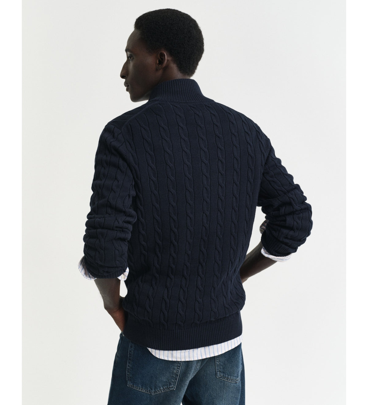 Gant - Cotton Cable Half Zip, Evening Blue