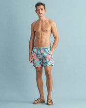 Load image into Gallery viewer, GANT - Tropical Print Swim Shorts, Light Aqua Green
