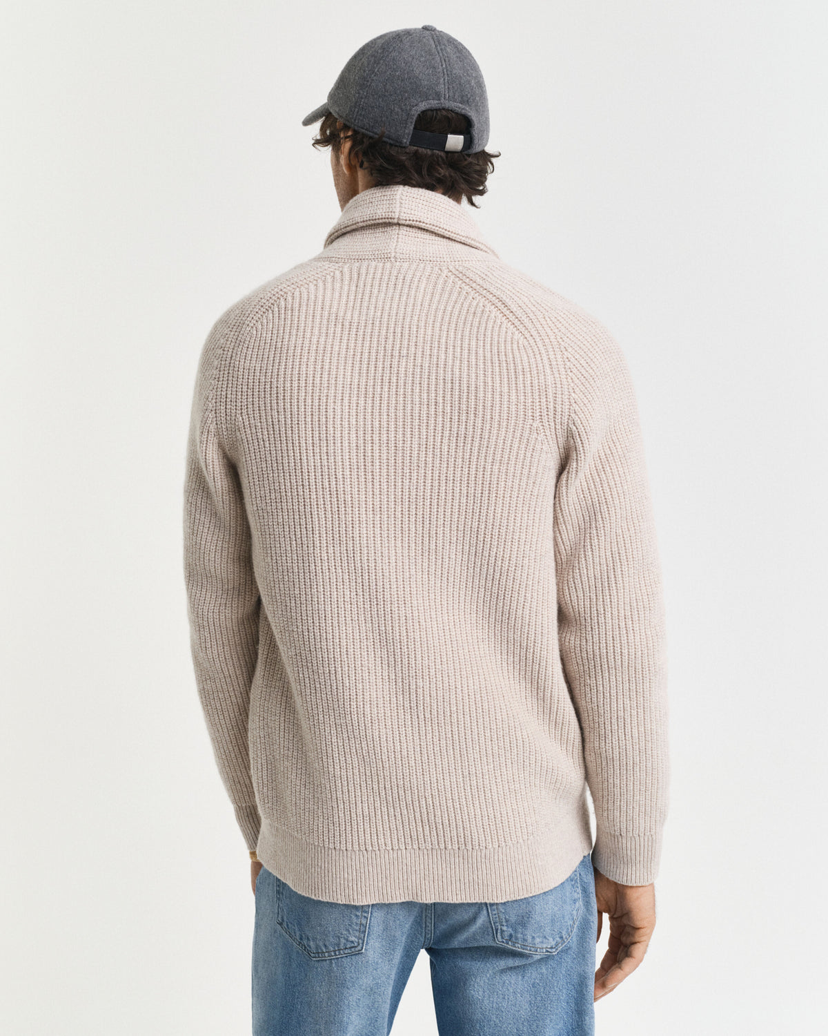 Gant - Wool Blend Shawl Collar Cardigan, Light Beige Melange (L & XL Only)