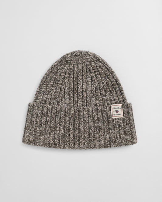 GANT - Wool Blend Mouline Beanie, Brown Melange
