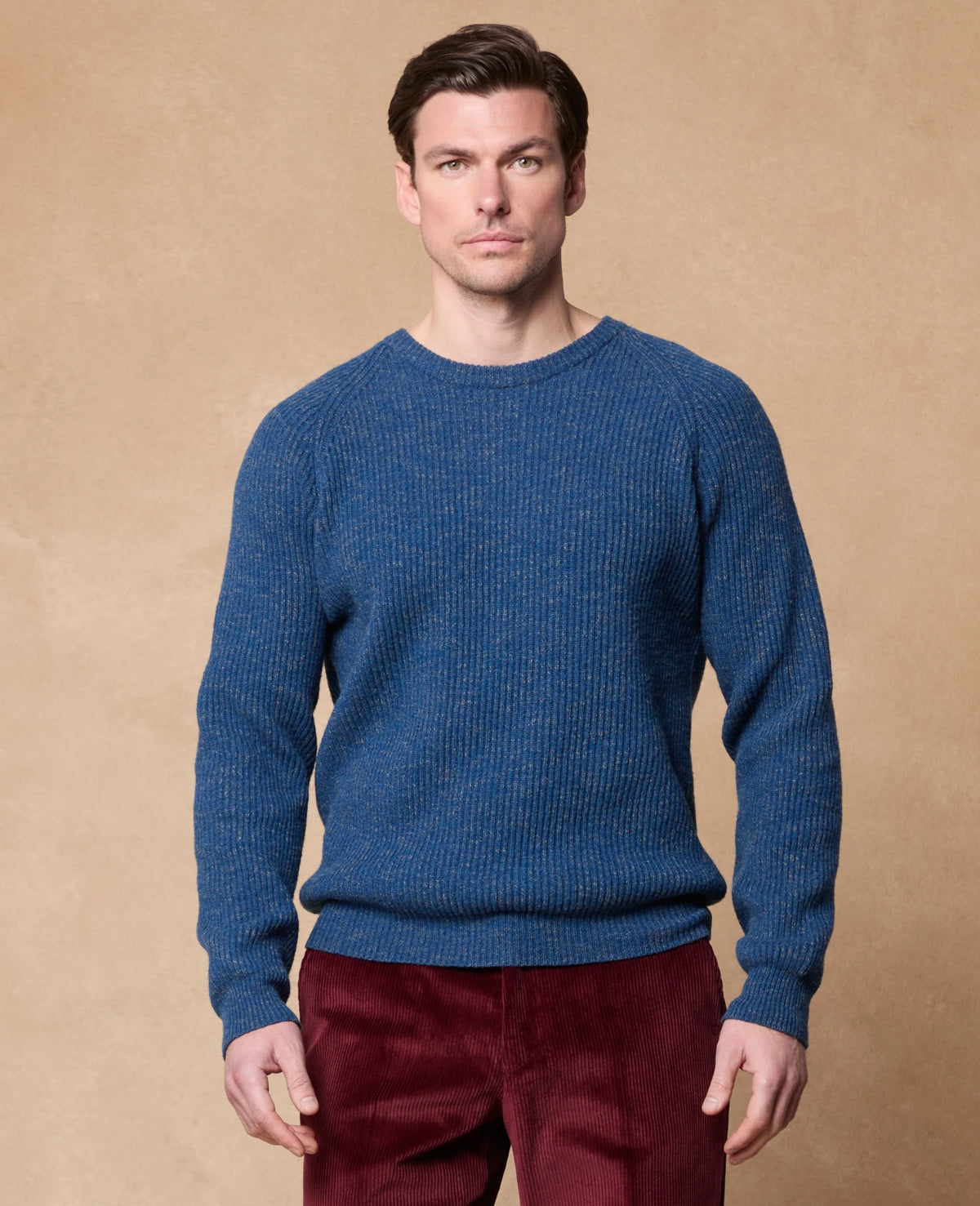 Magee - Jack Ribbed Crew, Blue with Grey