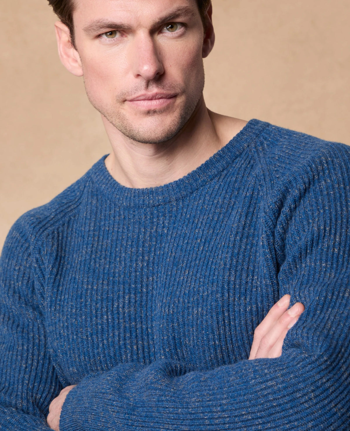 Magee - Jack Ribbed Crew, Blue with Grey