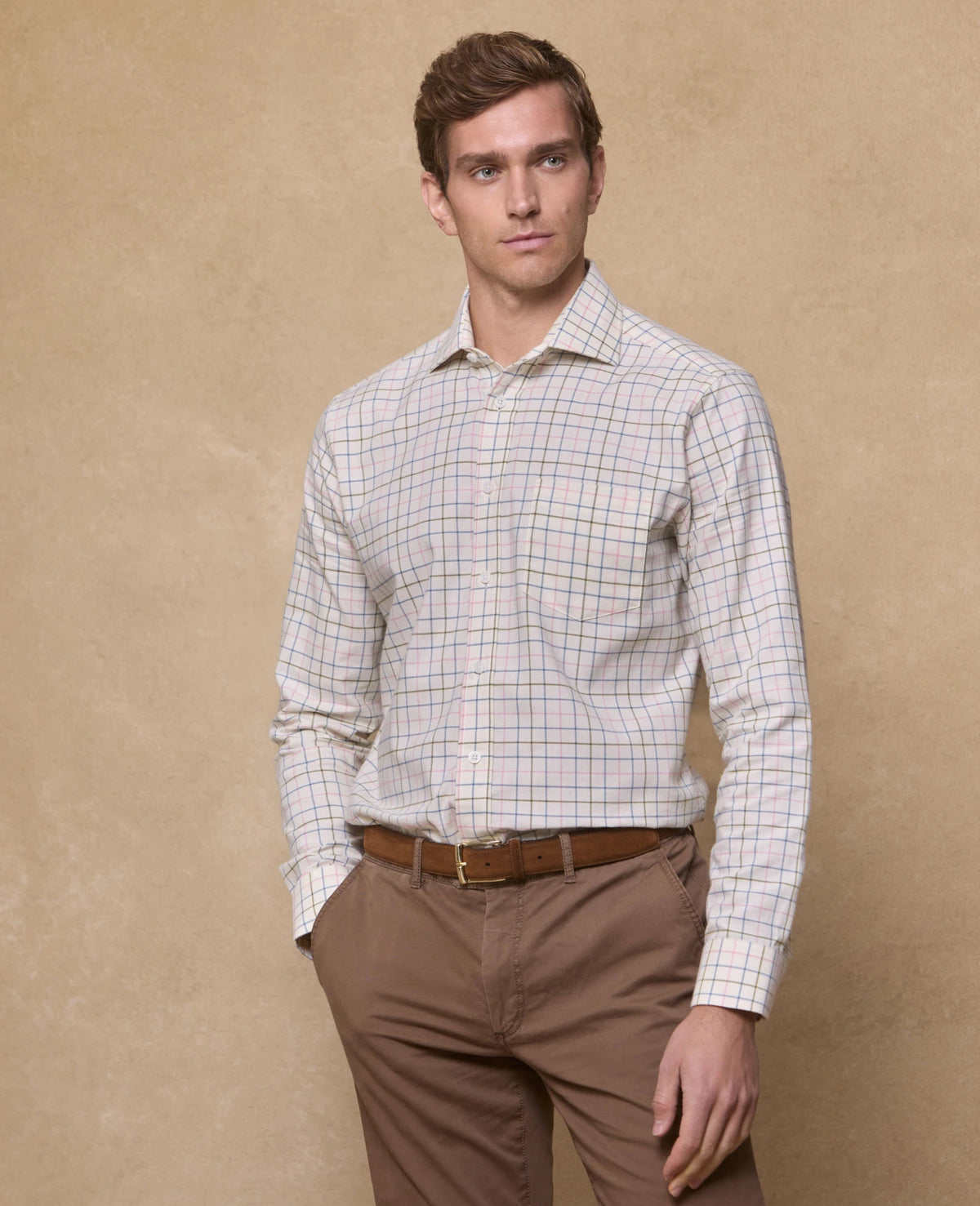 Magee - Caher Flannel Shirt, Green Tattersalls