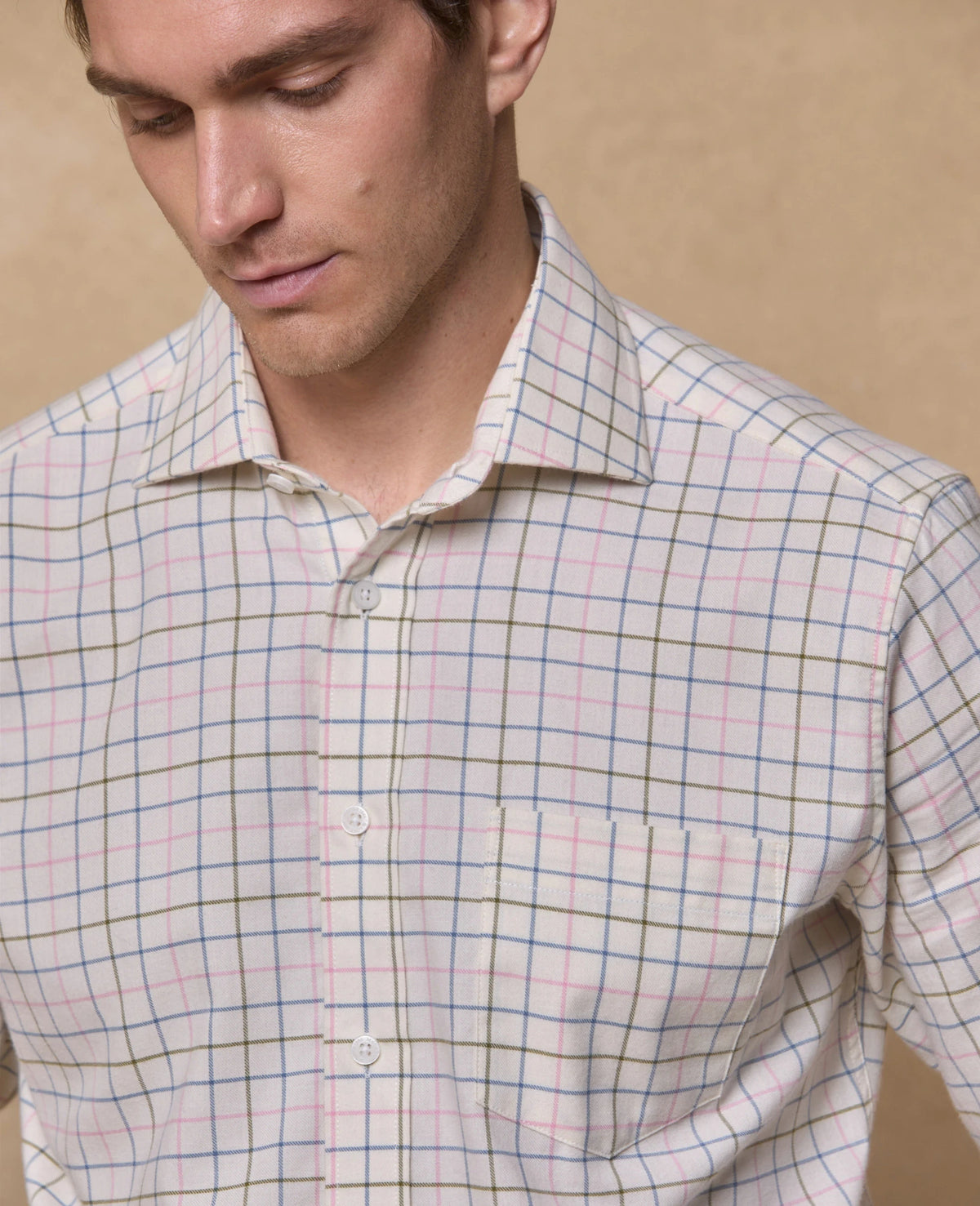 Magee - Caher Flannel Shirt, Green Tattersalls