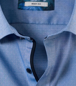 OLYMP - Body Fit Shirt, Blue Pattern