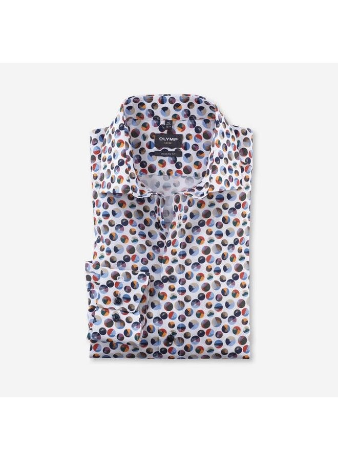 OLYMP - Modern Fit, Multicolored Circles Shirt