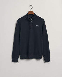 GANT - Waffle Texture Half Zip, Evening Blue