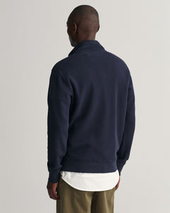 GANT - Waffle Texture Half Zip, Evening Blue