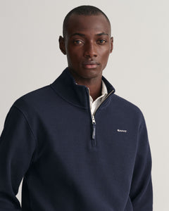 GANT - Waffle Texture Half Zip, Evening Blue