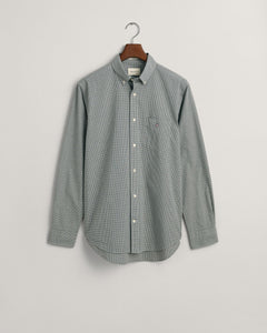 GANT - Regular Fit Micro Checked Poplin Shirt, Forest Green