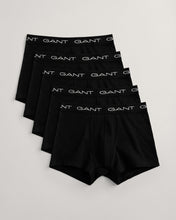 Load image into Gallery viewer, GANT - 5 Pack Basic Cotton Stretch Trunks, Black
