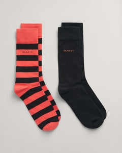 GANT - 2 Pack Barstripe & Solid Socks, Pink