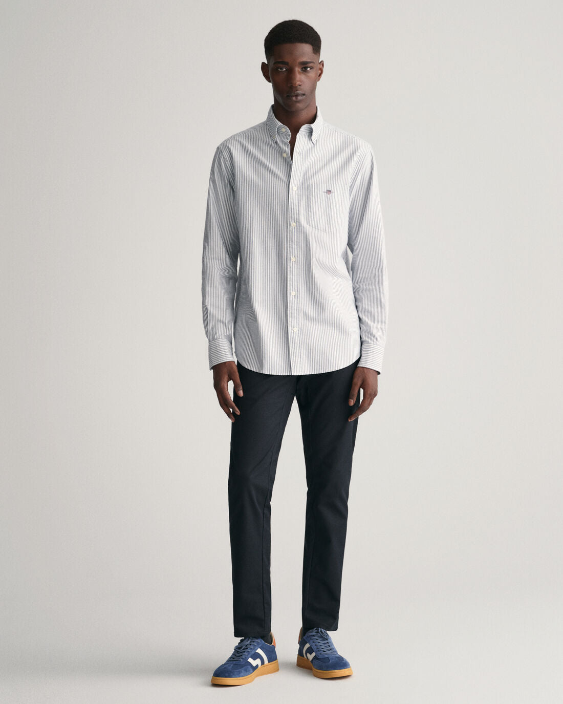 Klassiek Oxford-overoverhemd met Banker-streep BOTANICAL HUE Klassiek Oxford-overoverhemd met Banker-streep BOTANICAL HUE