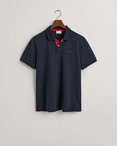 GANT - 3XL Contrast Pique SS Rugger Polo, Persian Blue