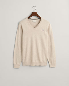 GANT - Classic Cotton V-Neck, Light Beige