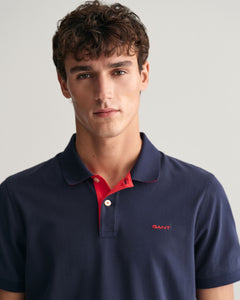 GANT - 3XL Contrast Pique SS Rugger Polo, Persian Blue