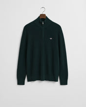 Load image into Gallery viewer, Gant - Merino Cotton Ribbed Half Zip, Tartan Green
