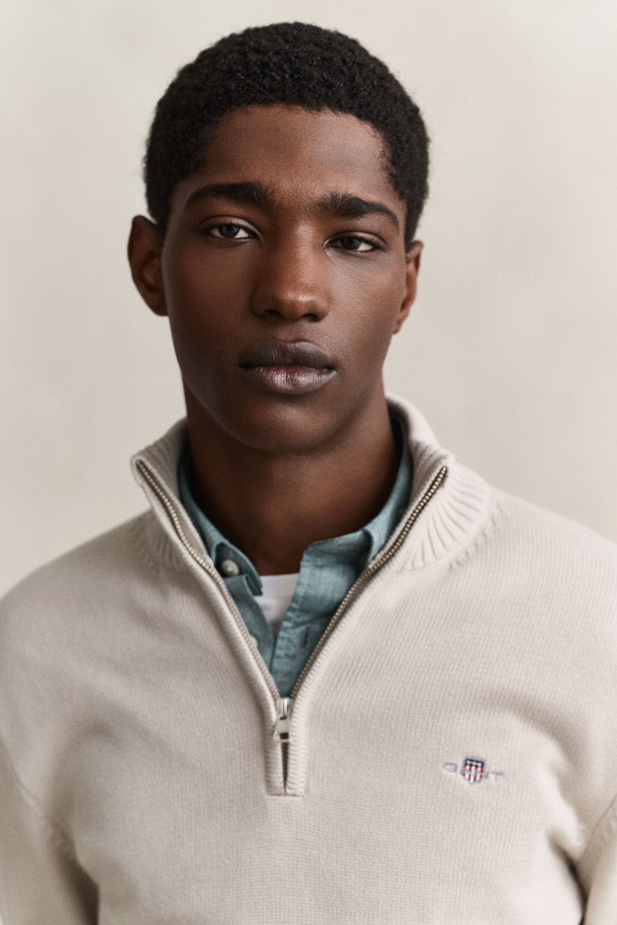 GANT - Casual Cotton Half-Zip Sweater, Seed Melange