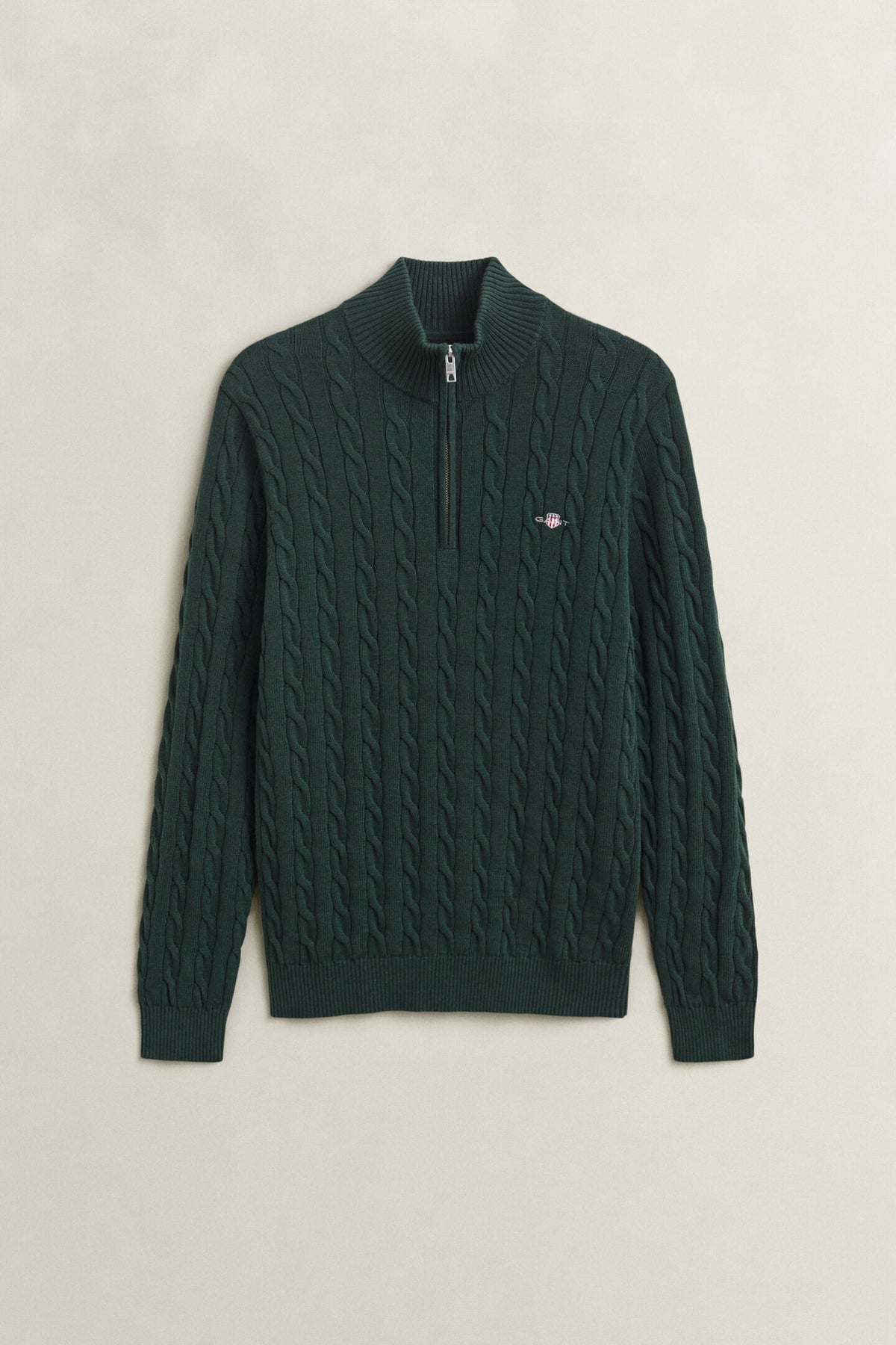 GANT - Cable Knit Half-Zip Sweater, Tartan Green