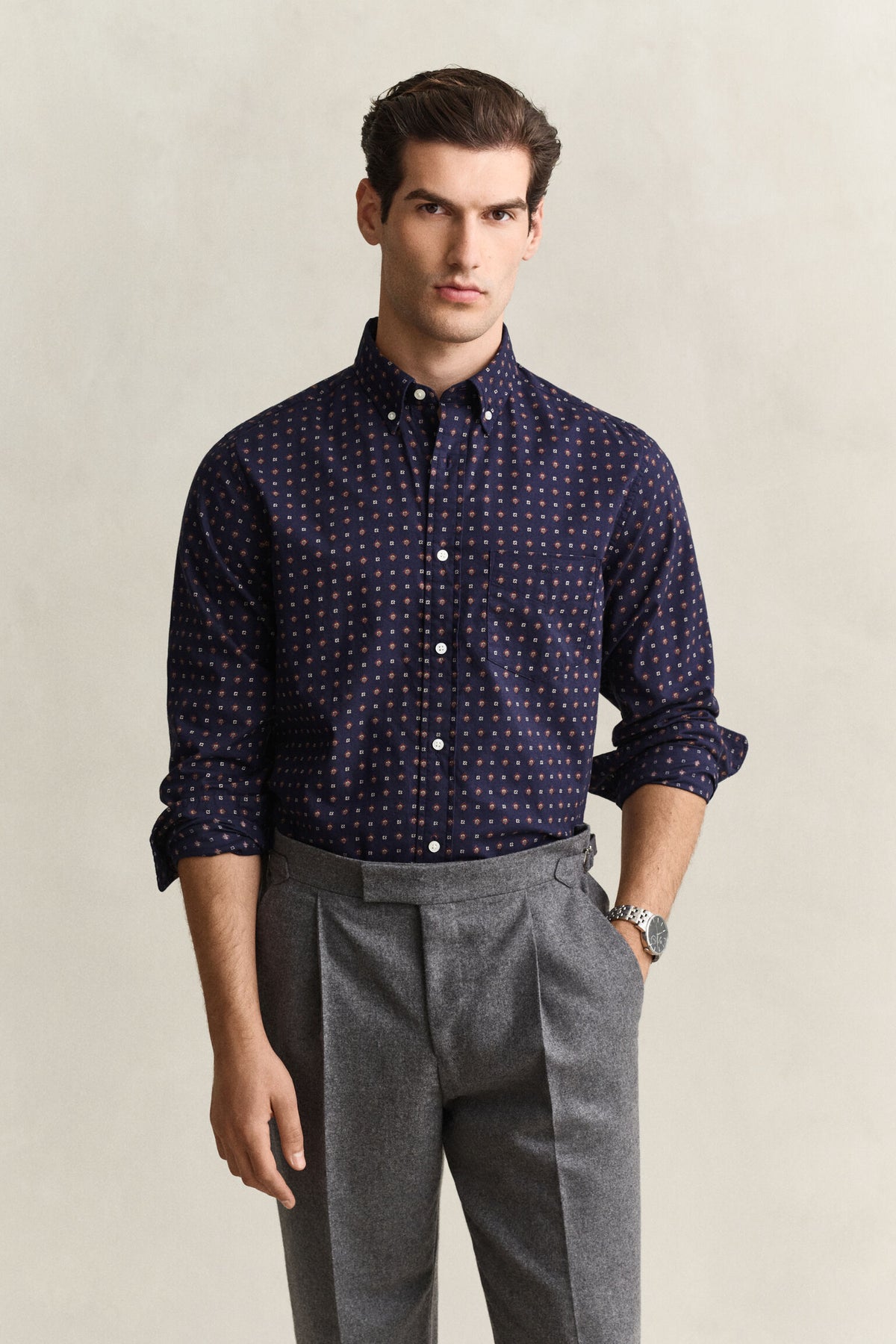 Gant - Reg Printed Wintertwill Shirt, Deep Grape Wine
