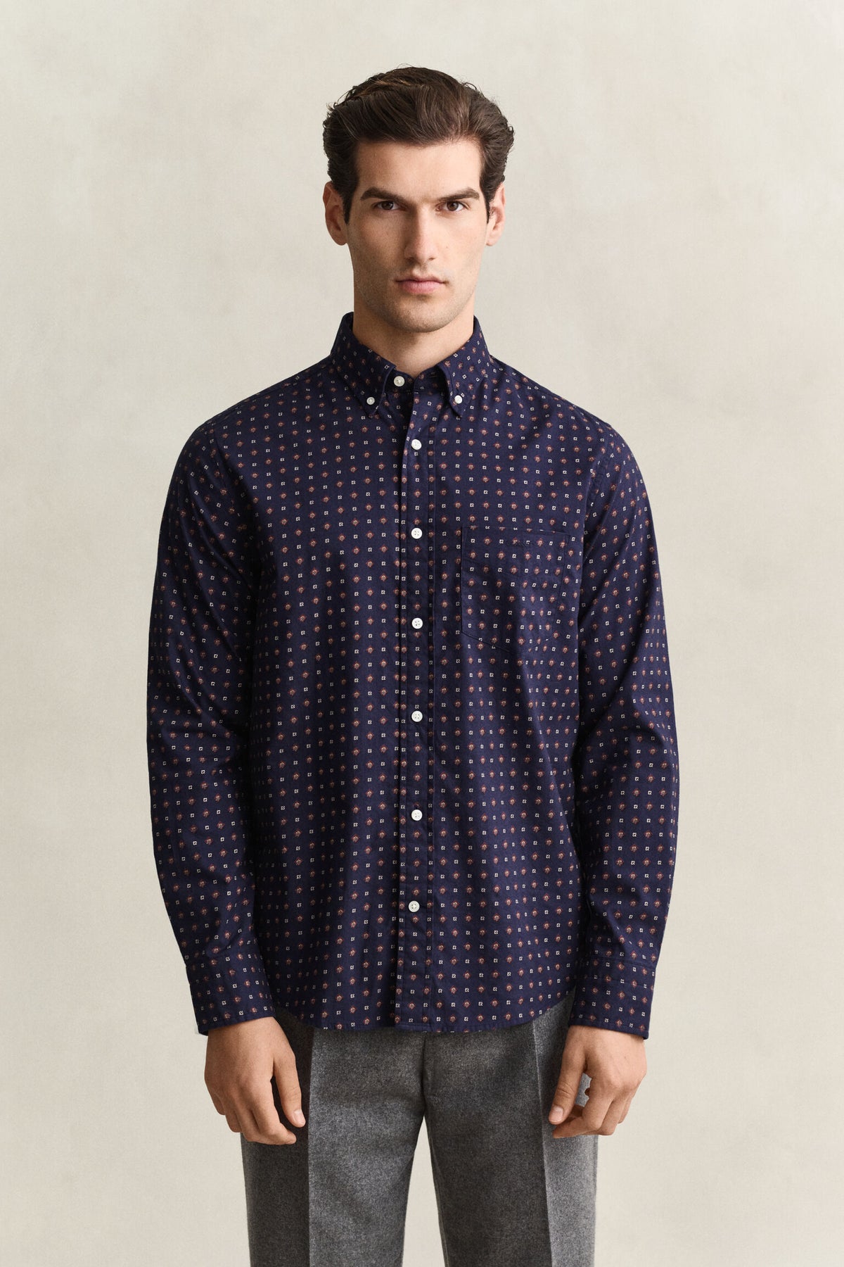 Gant - Reg Printed Wintertwill Shirt, Deep Grape Wine