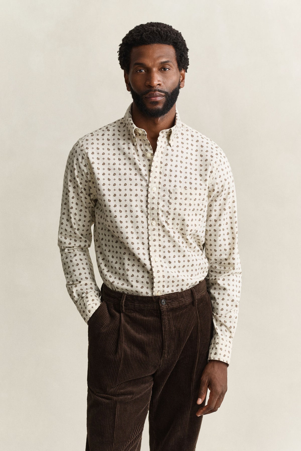 Gant - Reg Printed Wintertwill Shirt, Sand