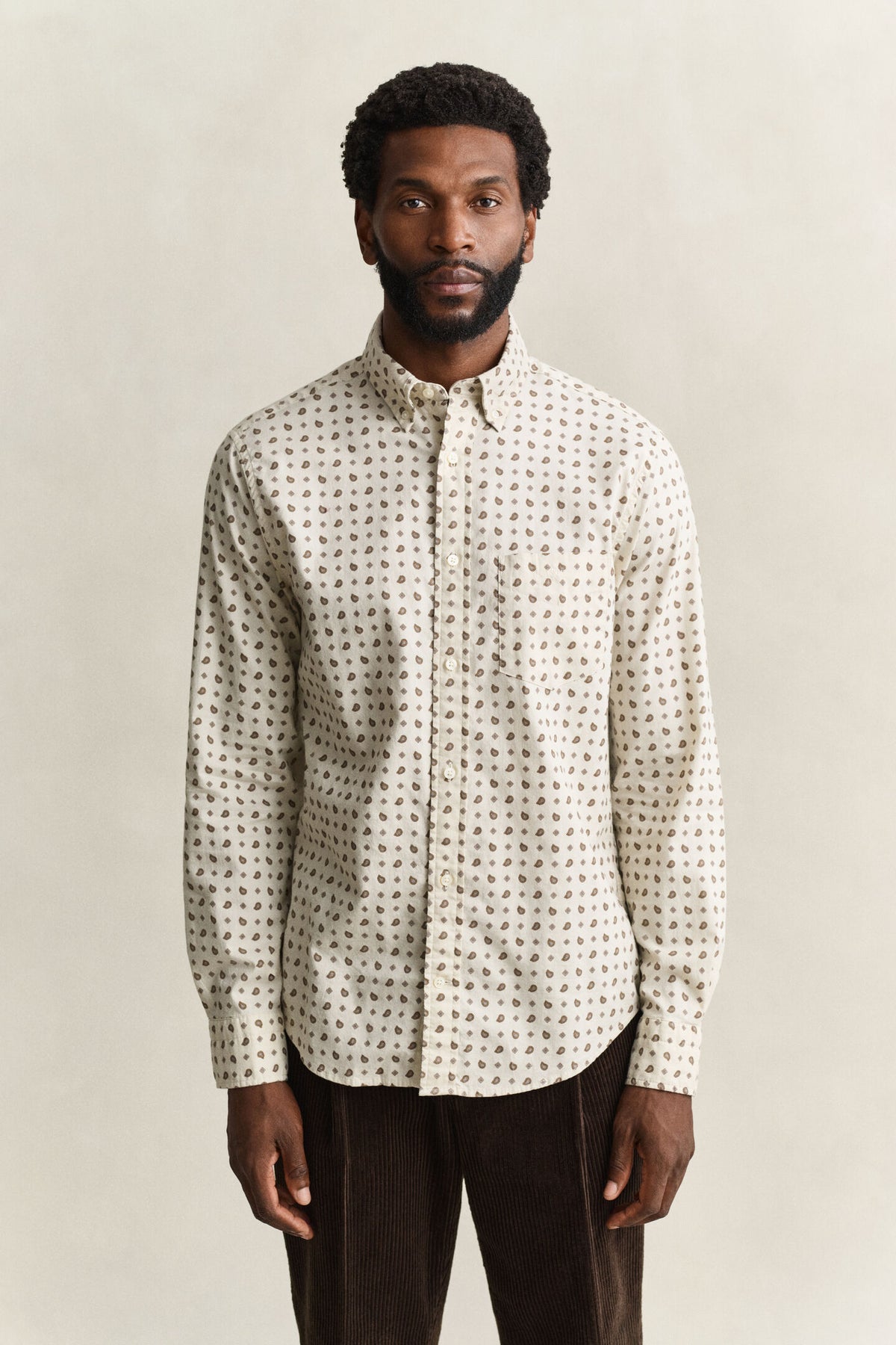 Gant - Reg Printed Wintertwill Shirt, Sand