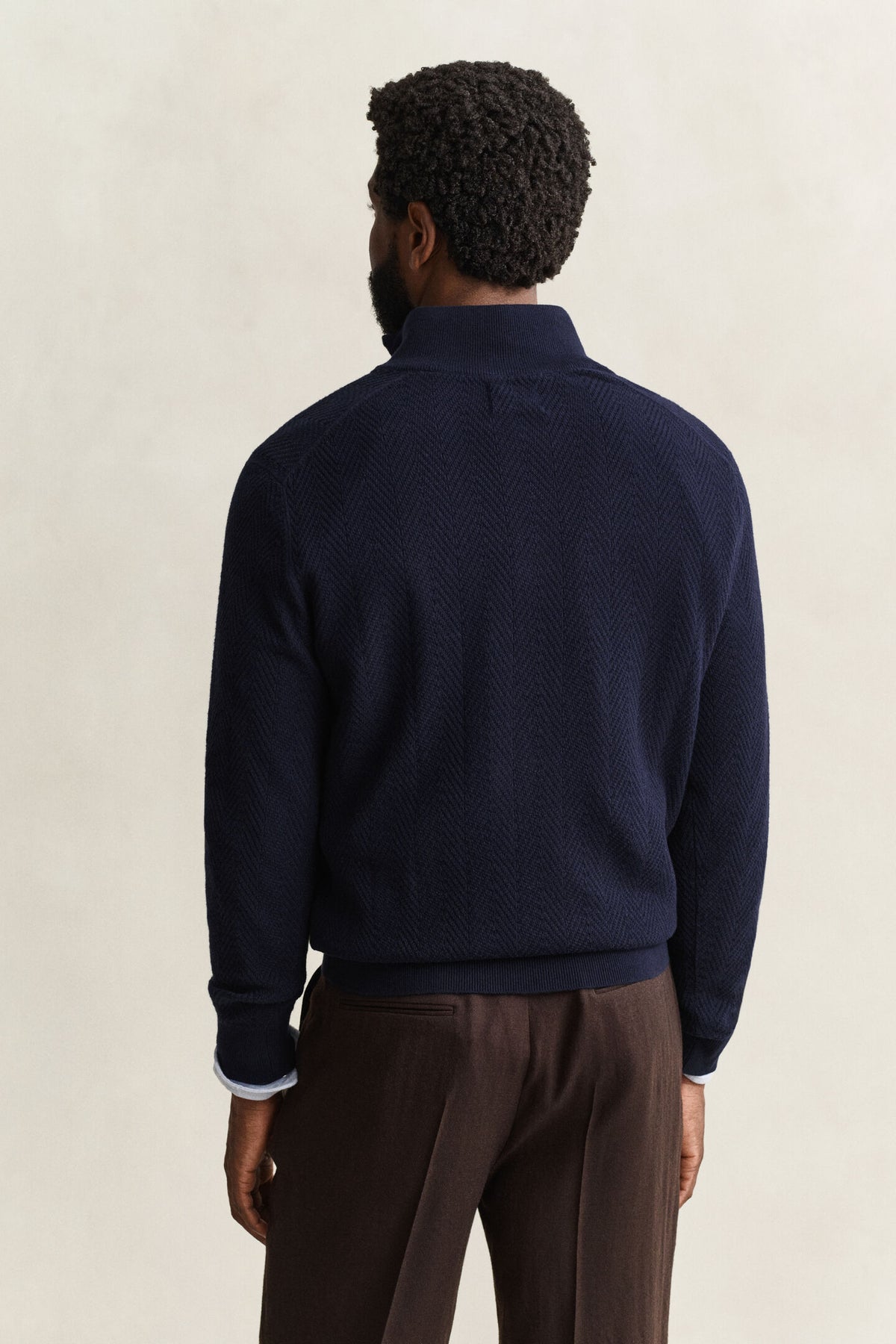 GANT - Herringbone Texture Half-Zip, Evening Blue