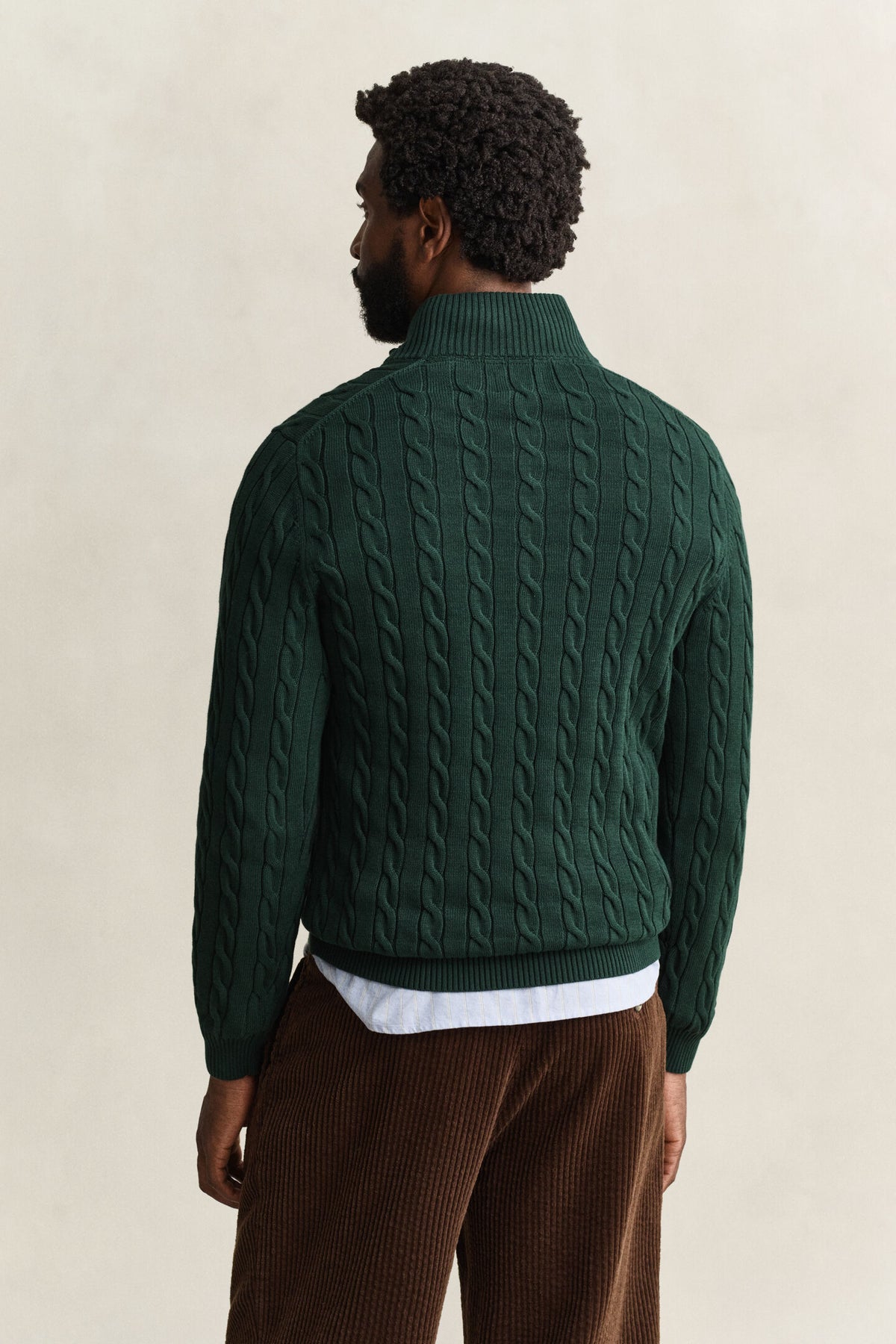 GANT - Cable Knit Half-Zip Sweater, Tartan Green