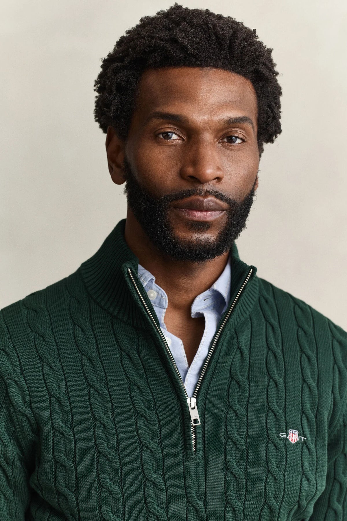 GANT - Cable Knit Half-Zip Sweater, Tartan Green