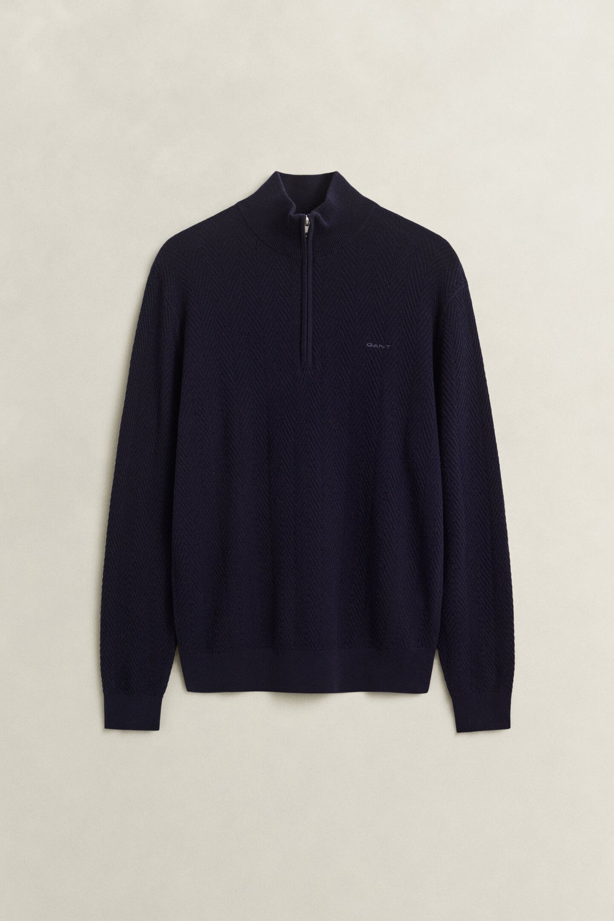 GANT - Herringbone Texture Half-Zip, Evening Blue