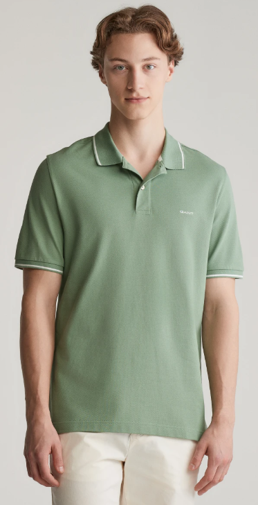 Gant - Tipping SS Pique Polo, Kalamata Green