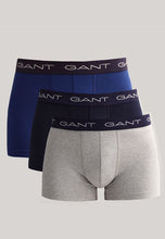 Load image into Gallery viewer, GANT - 3 Pack Trunk, Grey, Navy And Dark Blue, Navy Waist Band
