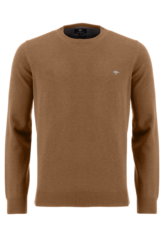Fynch Hatton, - Premium Lambswool Crew, Camel (L Only)