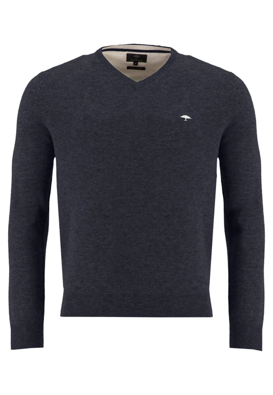 Fynch Hatton - 3XL - Merino Cashmere Pullover, V-Neck, Navy