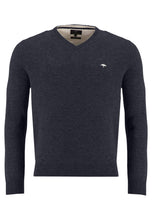 Load image into Gallery viewer, Fynch Hatton - Merino Cashmere Pullover, V-Neck, Navy
