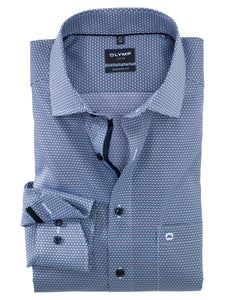 OLYMP - Luxor Modern Fit Patterned Shirt, Blue (Size 42 Only)