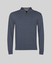 Load image into Gallery viewer, Magee - Valentia Cotton 1/4 Zip Jumper, Blue Mélange
