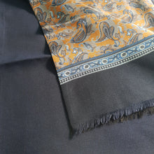 Load image into Gallery viewer, Italian Silk Scarf Blue &amp; Gold Pattern
