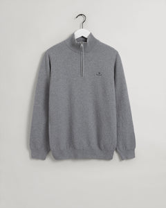 GANT - Cotton Texture Half Zip, Grey Melange (Size L only)