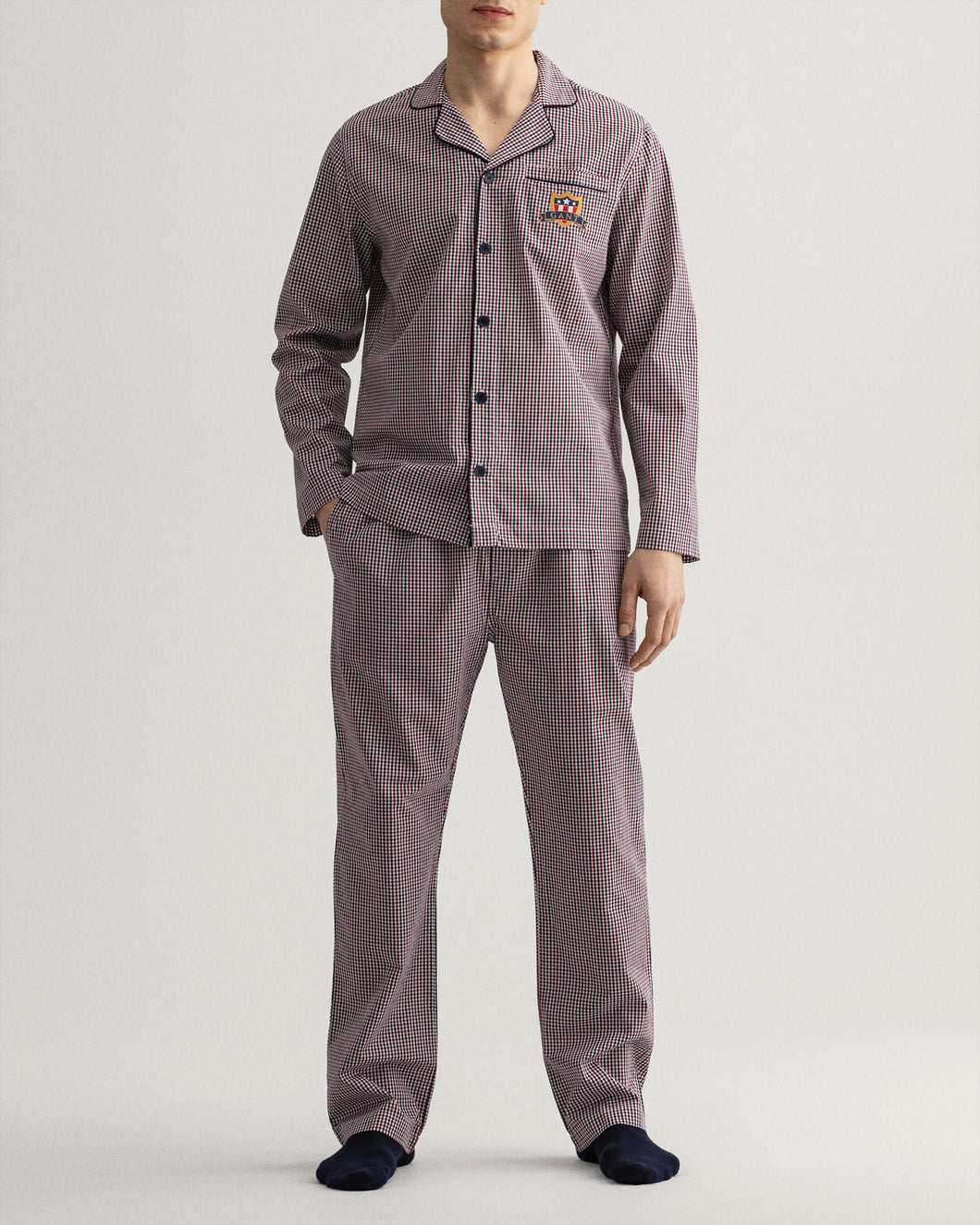 Gant - Micro Check Pyjama Pants & Shirt, Evening Blue