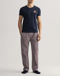 Gant - Pyjama Set, Plaid Pants and T-Shirt, Evening Blue
