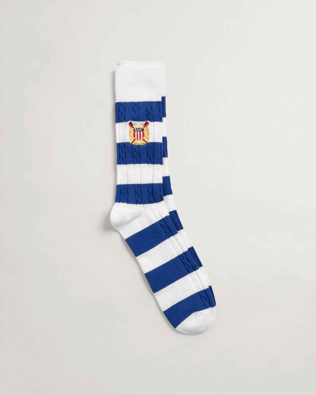 GANT - Cable Barstripe Socks, White/Blue