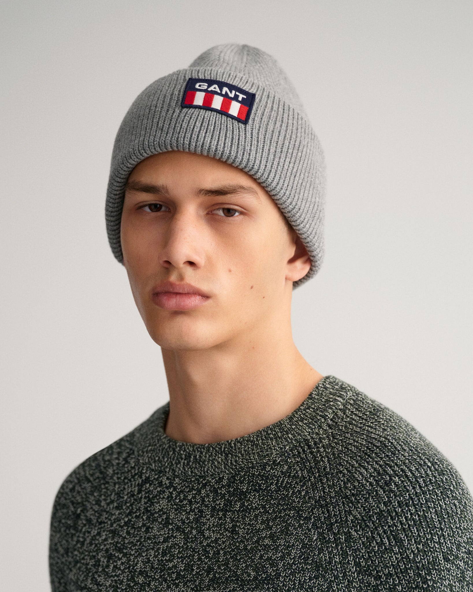 GANT - Retro Shield Beanie, Dark Grey Melange | GANT | Tector Menswear